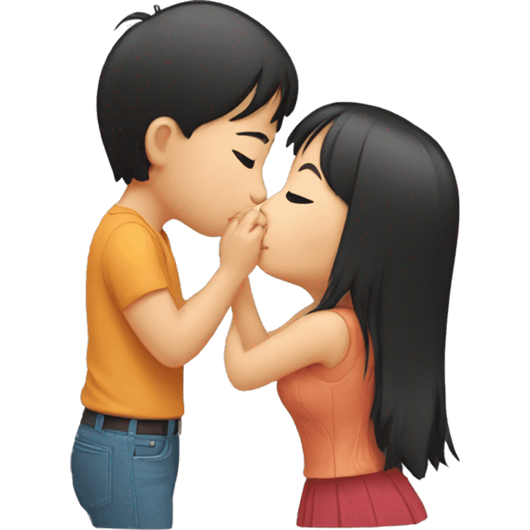 Asian girl giving a kiss emoji