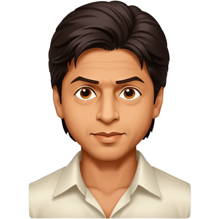 Cinematic Realistic Shah Rukh Khan Pop Culture Emoji, showcasing the charismatic charm of the Bollywood superstar rendered with lifelike detail and captivating lighting. emoji