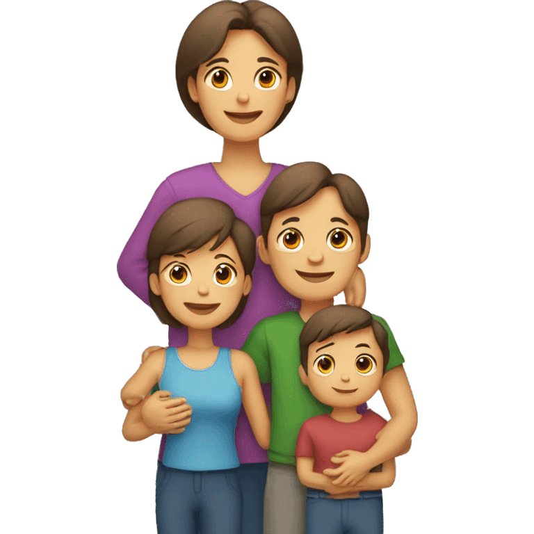 familia de papa sin bogote, mama, dos niños y 2 mascotas emoji