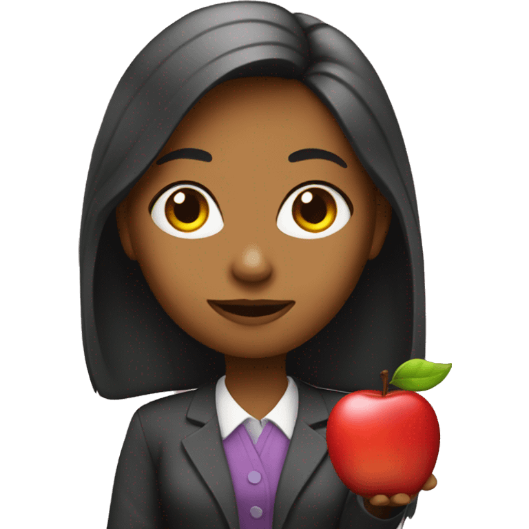 Girl teacher with Apple emoji