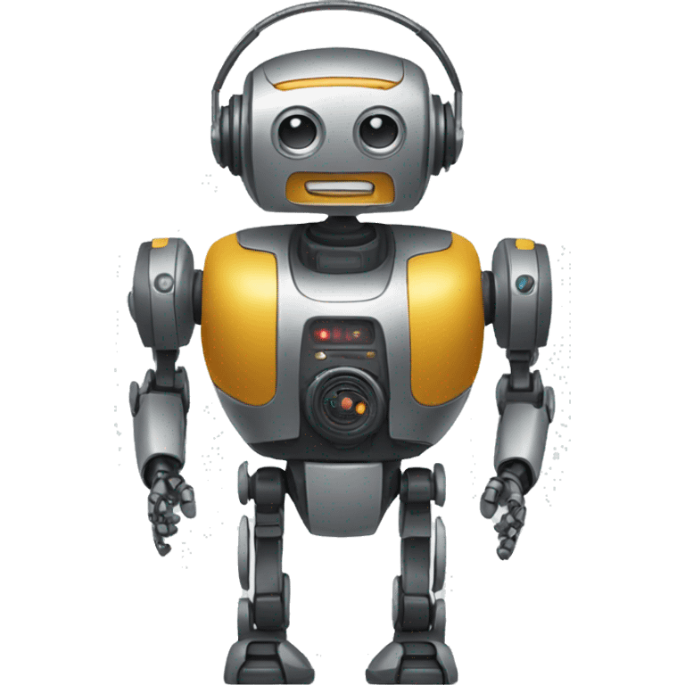 Robot with microphone in his hand middle shot emoji