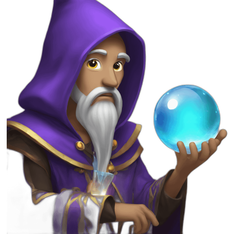 mage with thinking face holding crystal ball emoji