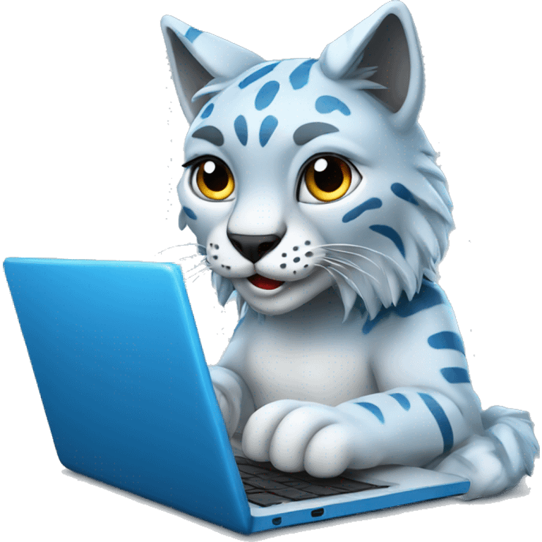 A blue lynx with a laptop emoji