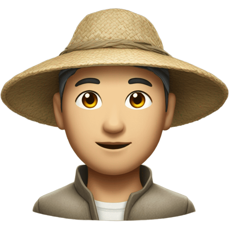 photorealistic Chinese peasant in sedge hat emoji