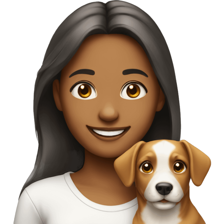 girl with dog smiling emoji