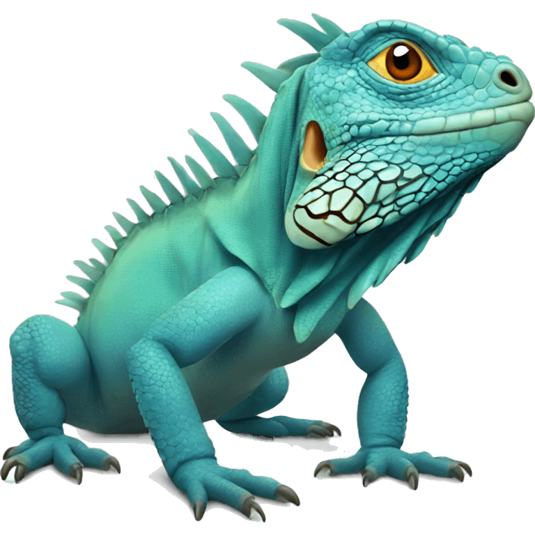 realistic crawling blue iguana  emoji