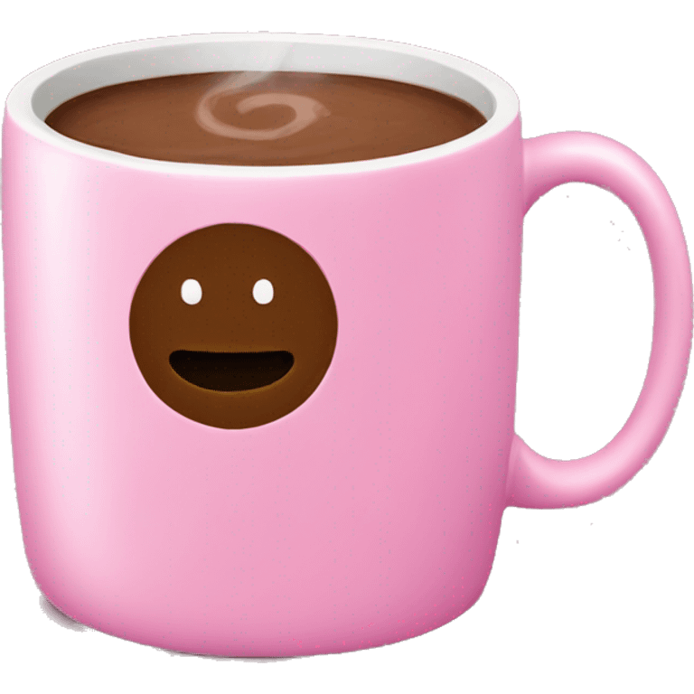 Pink mug with hot chocolate  emoji