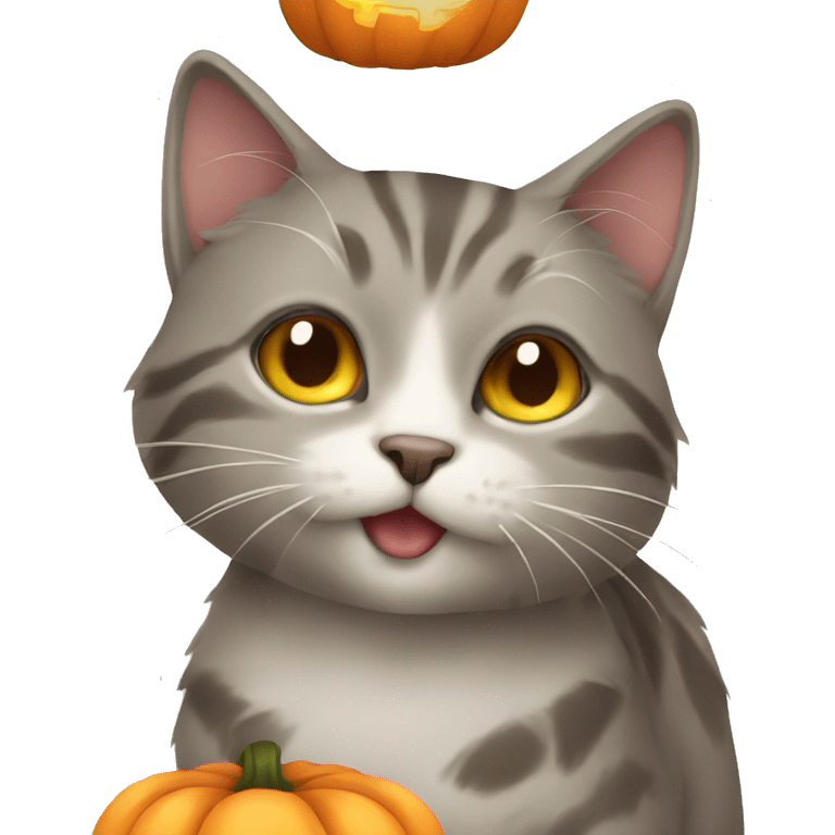 cat with pumpkin emoji