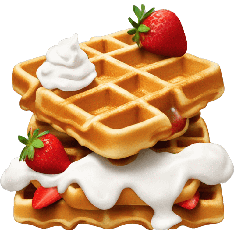 waffles with whipped cream and strawberries emoji