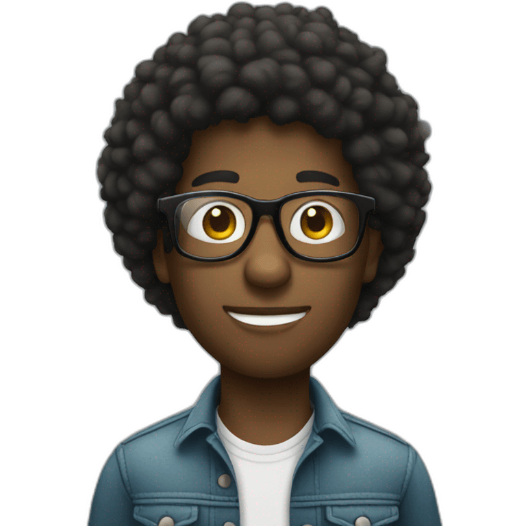 afro dude putting glasses emoji