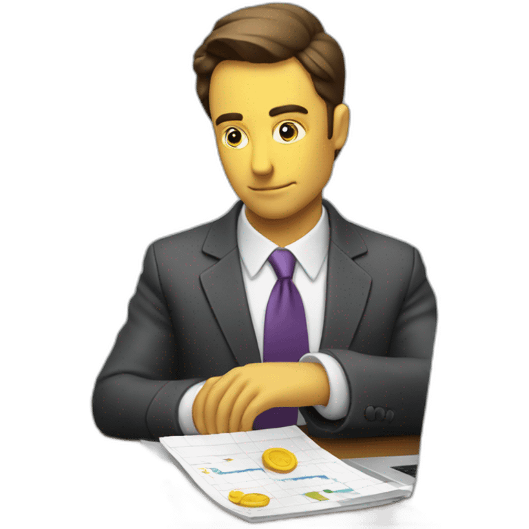 pensive business man checking balance sheets emoji