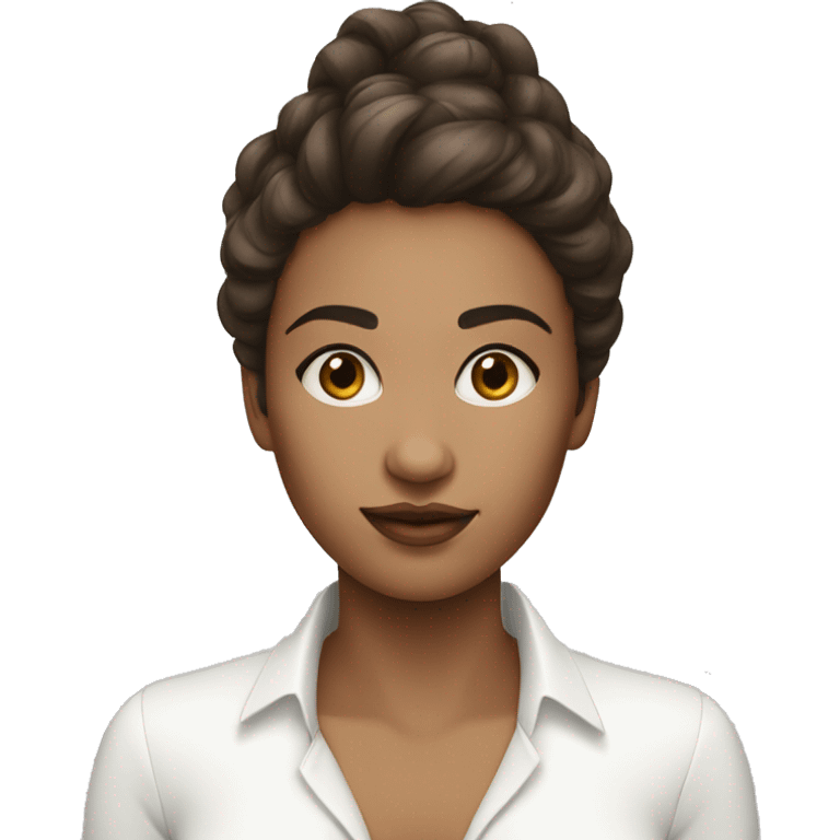 femme peau blanche cheveux brun yeux bleus emoji