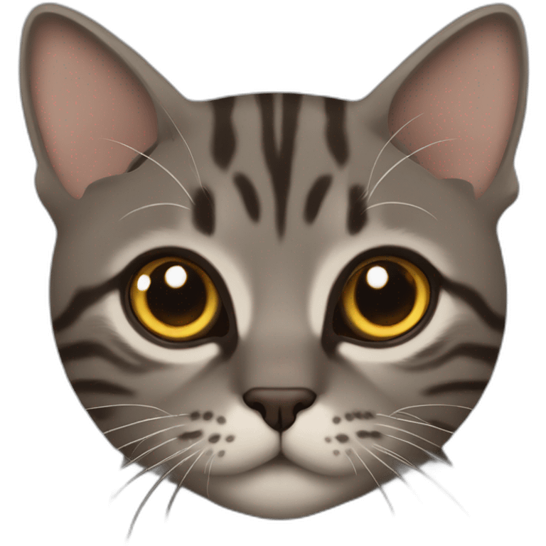 Tabby dark grey brown cat name small eye emoji