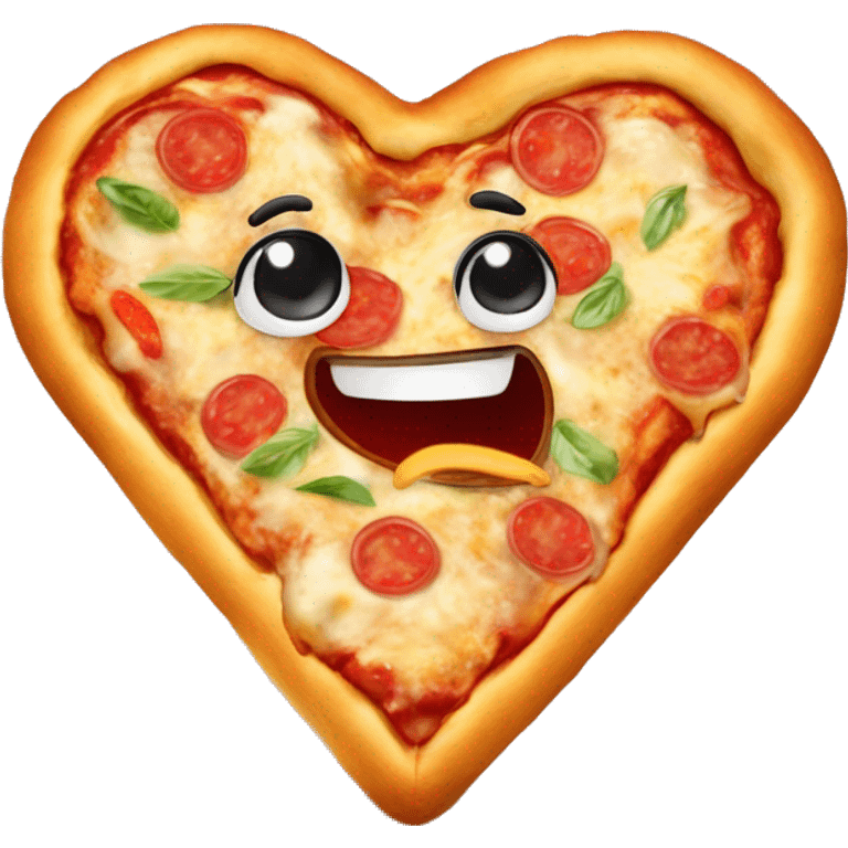 Cuore a forma di pizza con sopra wrustel e patatine fritte emoji