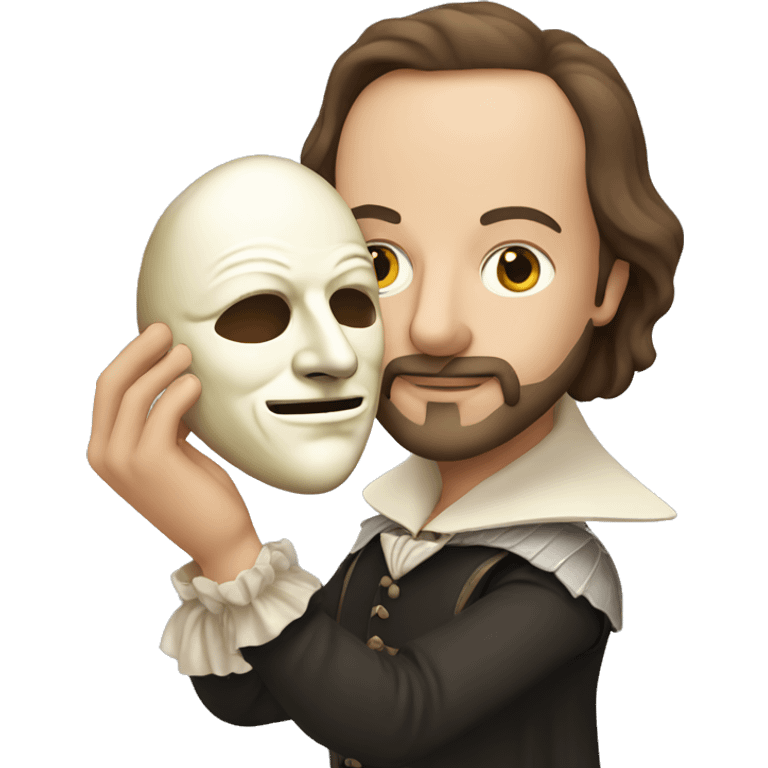 William Shakespeare holding a theater mask in his hand emoji