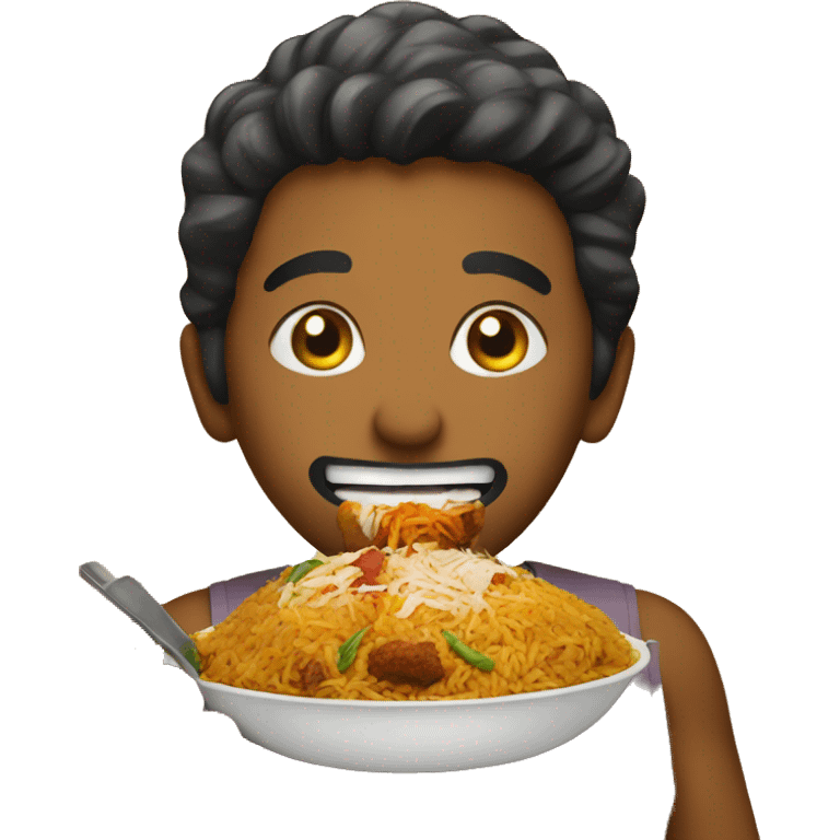 smiley eating a biryani emoji