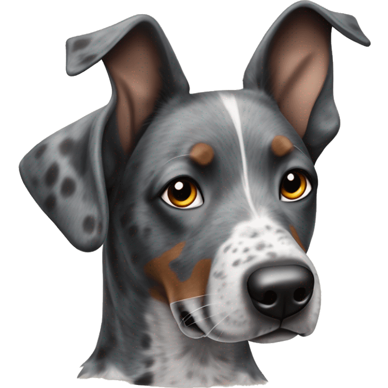 Blue heeler and German pointer with floppy ears emoji