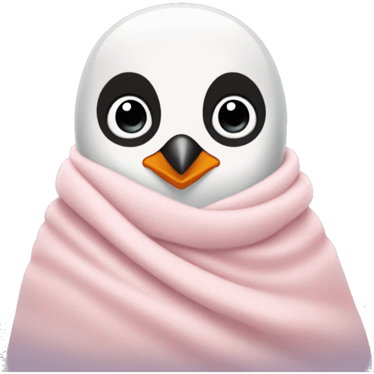 Cozy penguin in light pink blanket  emoji