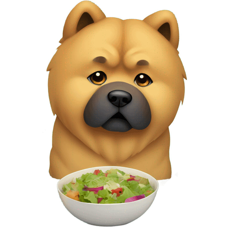 chow chow looking at salad sadly emoji