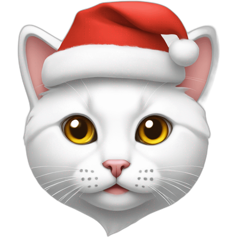 white cat with christmas hat emoji