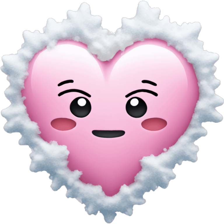 Pink heart with snow emoji