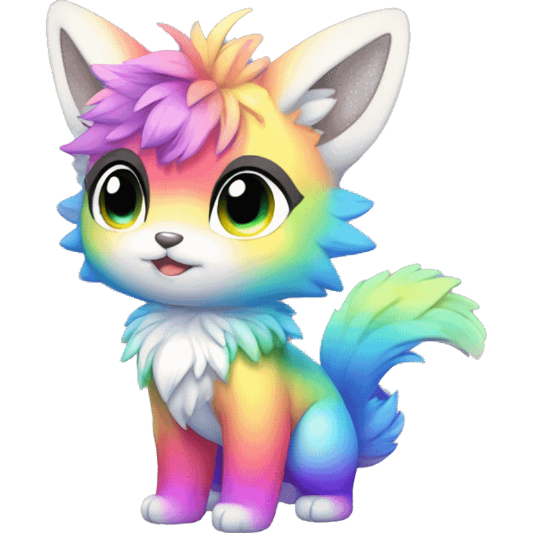 Anthro sparkle-rainbow-gradient-shiny-Chibi-style-Fur-Sona-Fakémon Full Body emoji