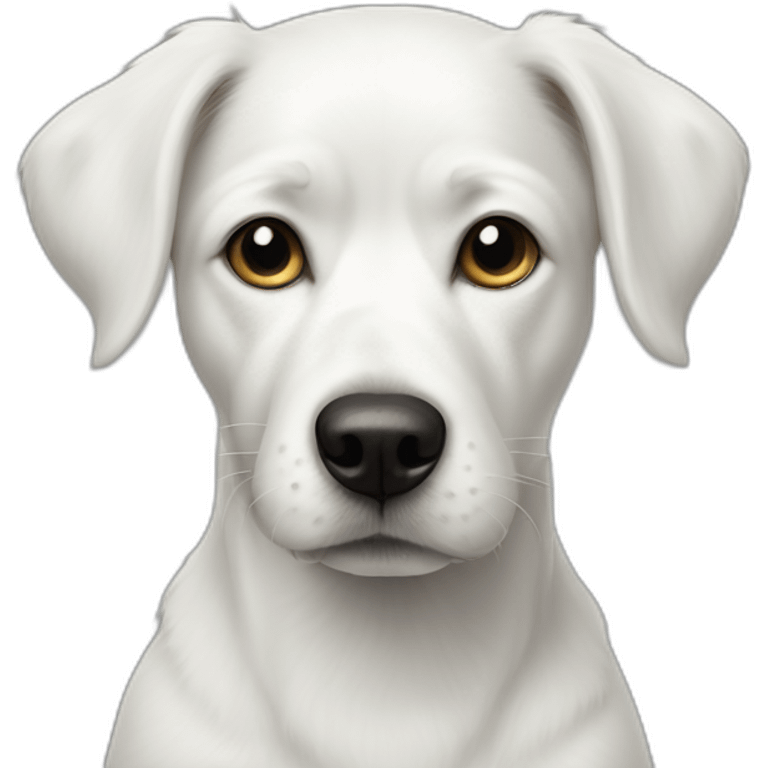 white dog with black spot on half of the face emoji