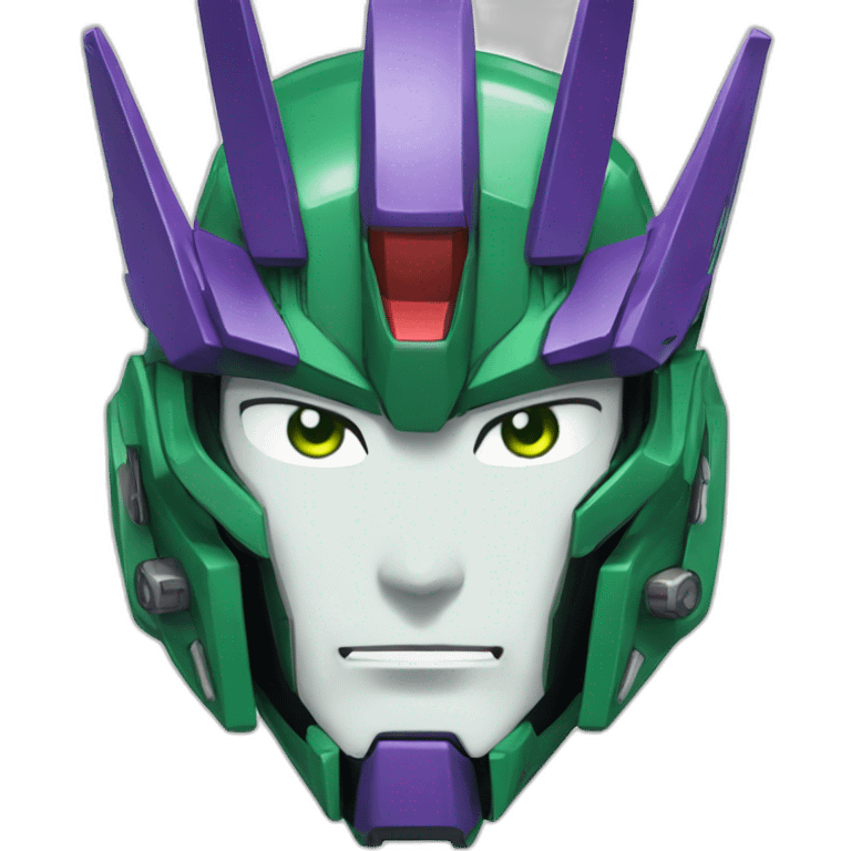 purple and green freedom gundam mecha face emoji