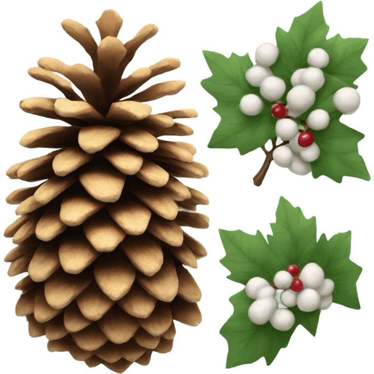 Pine cone and snow berries emoji