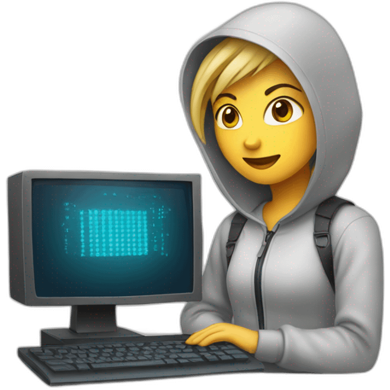 a girl computer hacking emoji