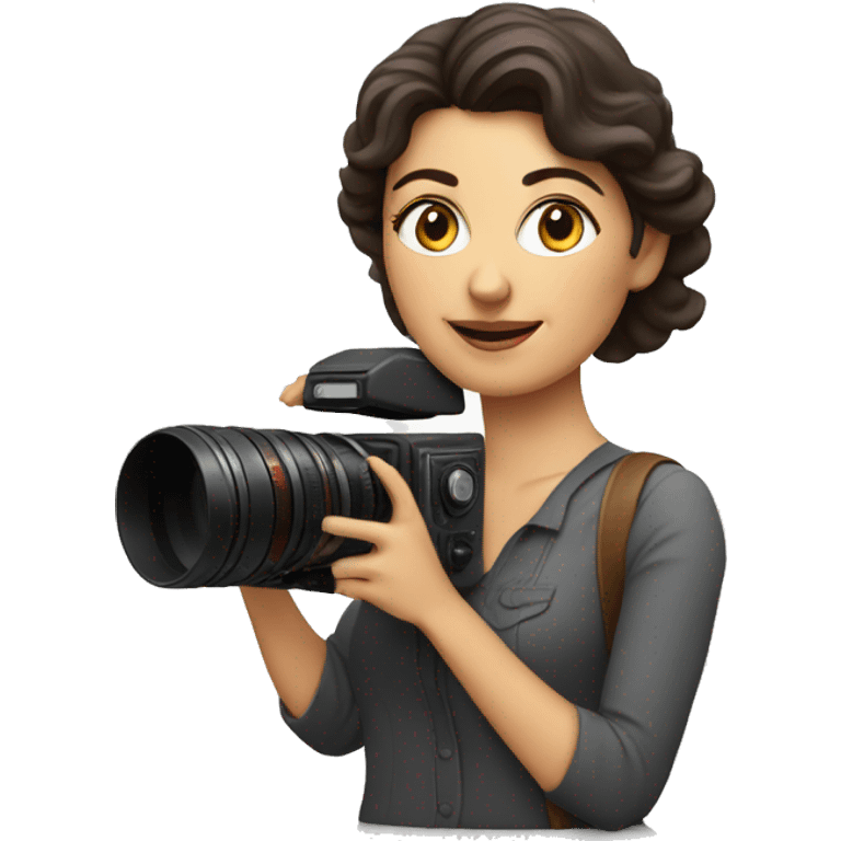 Armenian film director woman holding a cinema camera.  emoji