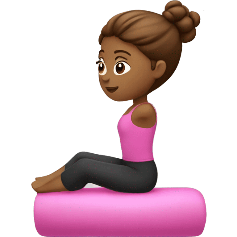 Pink pilates princess with brown hair working out emoji