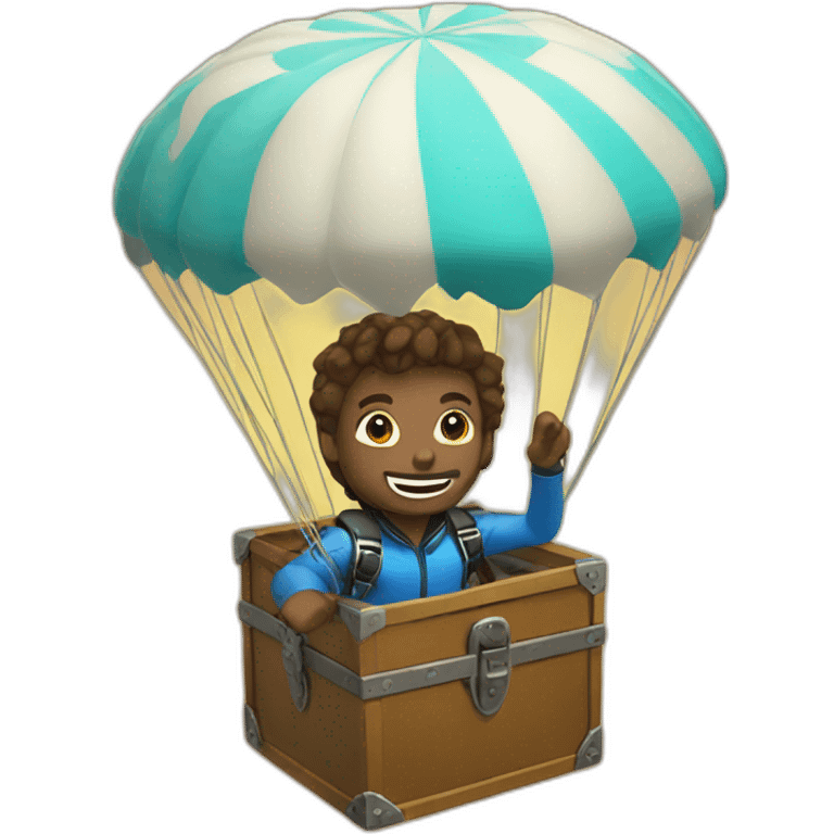 Treasure box with skydiving emoji