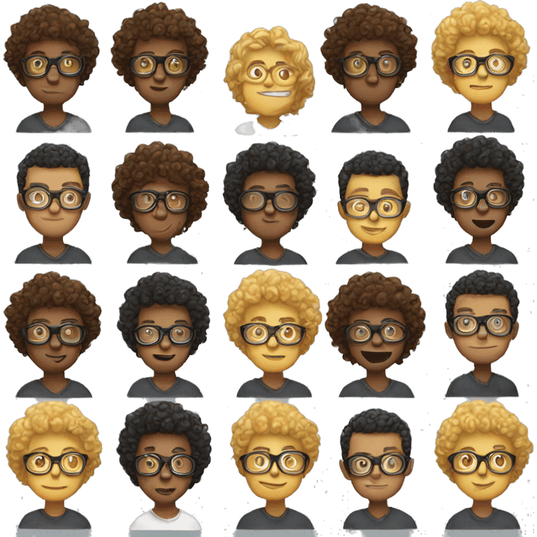 curly head boy with glasses birthday  emoji