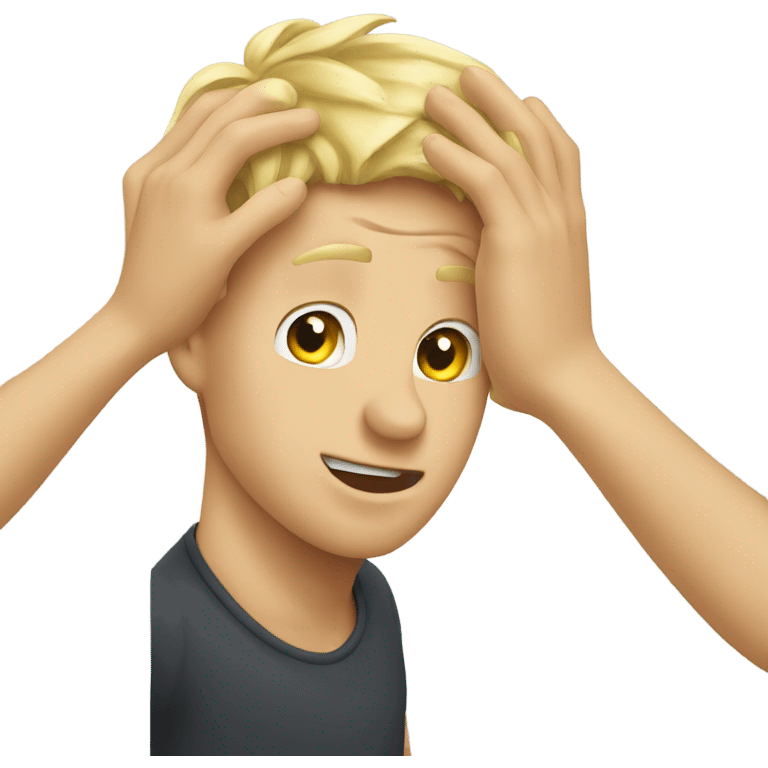 Hand scratching blond guy head emoji