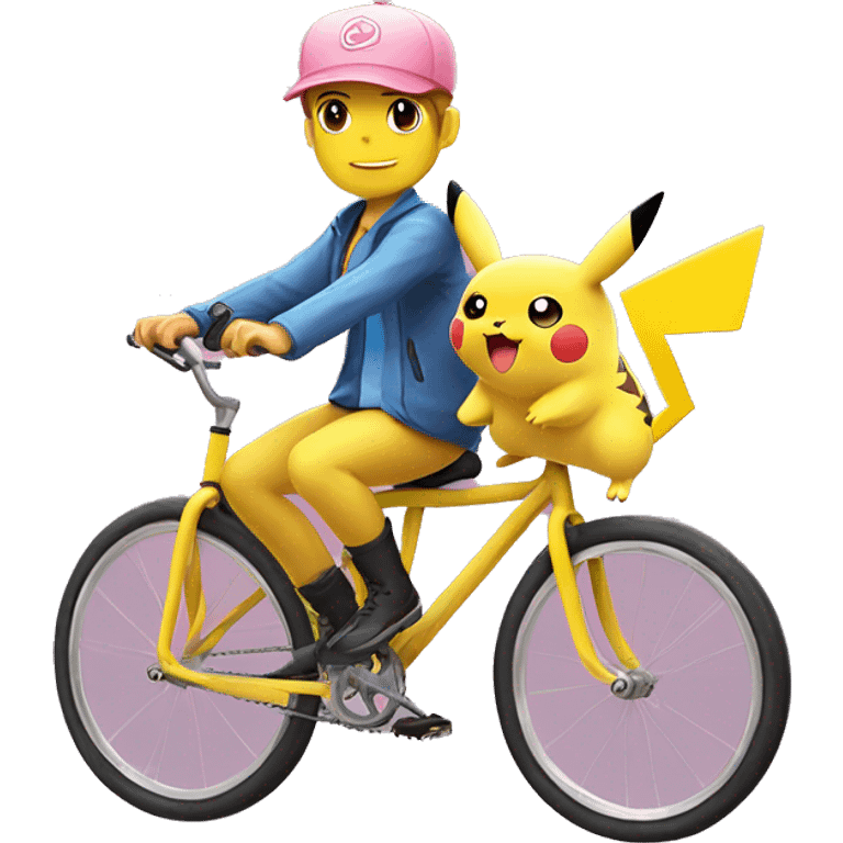 Pikachu and Jigglypuff riding a bike emoji