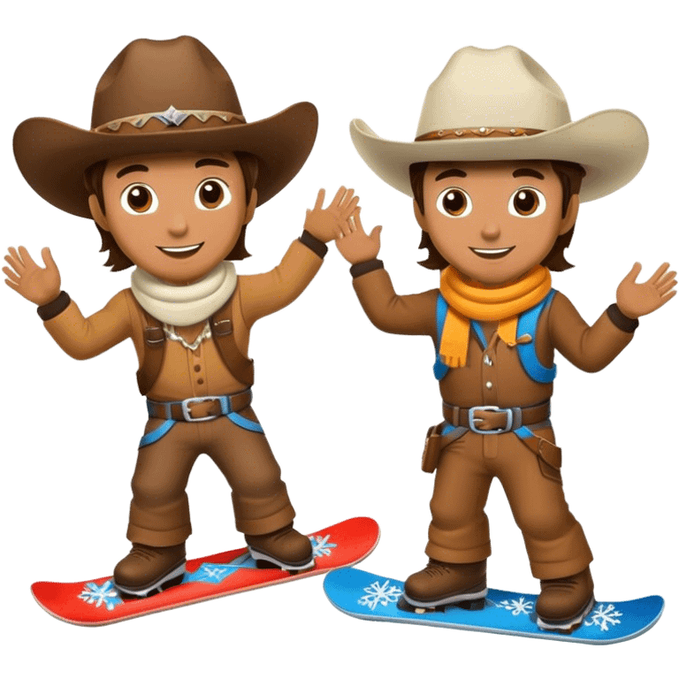 2 cowboys snowboarding birthday  emoji