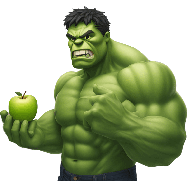 hulk holding an apple emoji