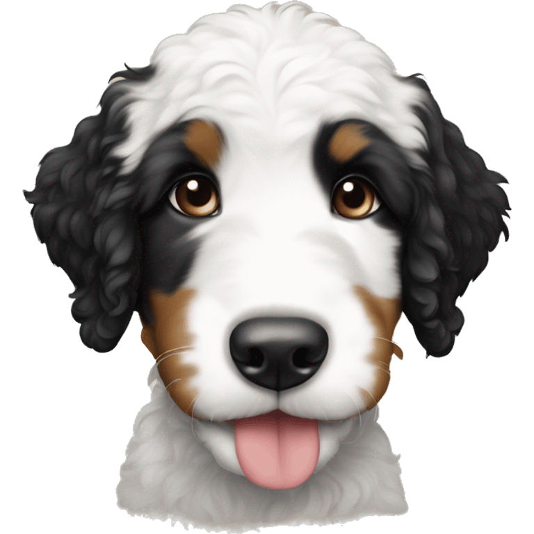 White and black bernedoodle puppy emoji