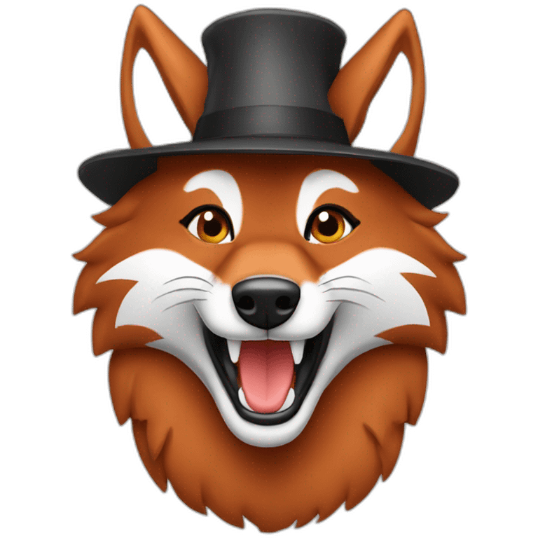 smiling red wolf birthday hat emoji