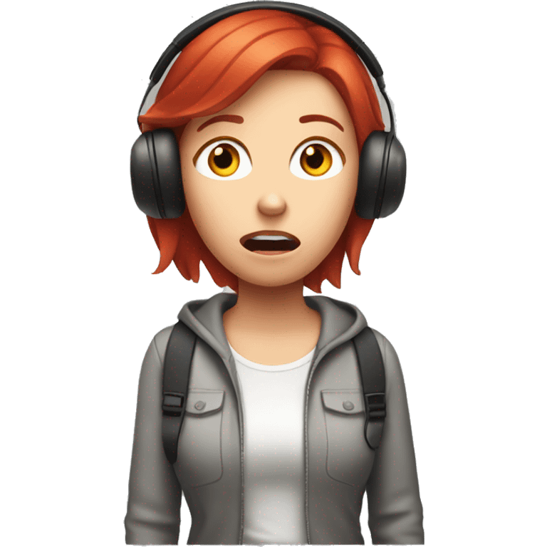 shocked white girl with red red hair and headset emoji