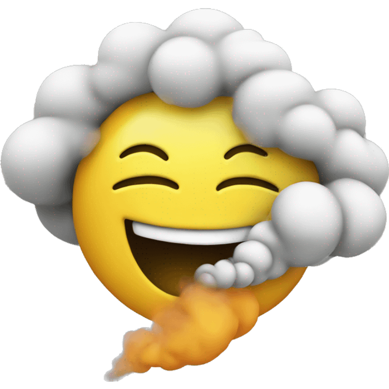 smiley emoji blowing out cloud of smoke emoji