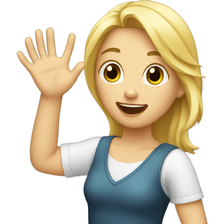 Blond girl surprised raising hand emoji