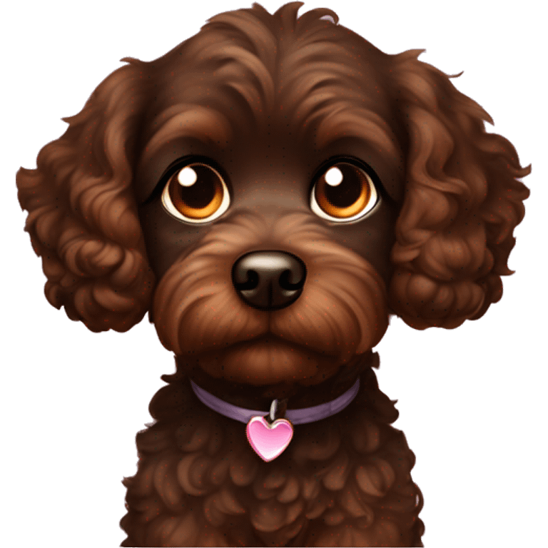 Dark brown Your Cavapoo looking up with big, eyes with sparkles or tiny hearts around the eyes to show how cute they are emoji