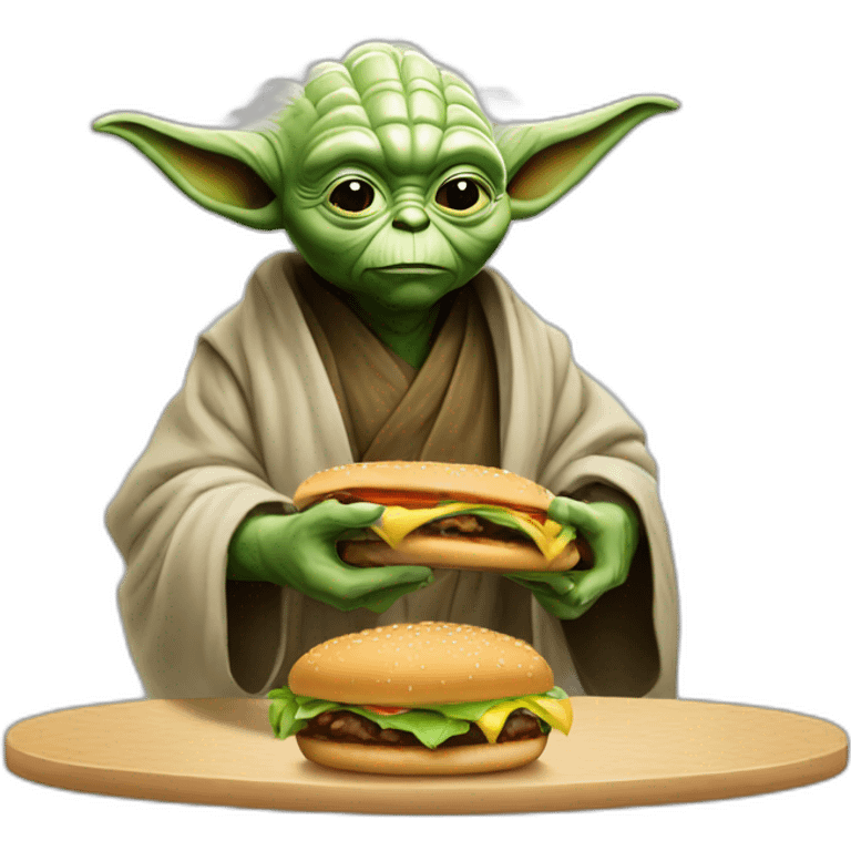 Yoda qui mange un burgers emoji