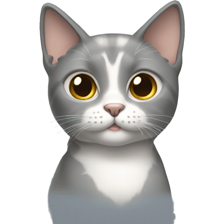 gray cat with white chest emoji