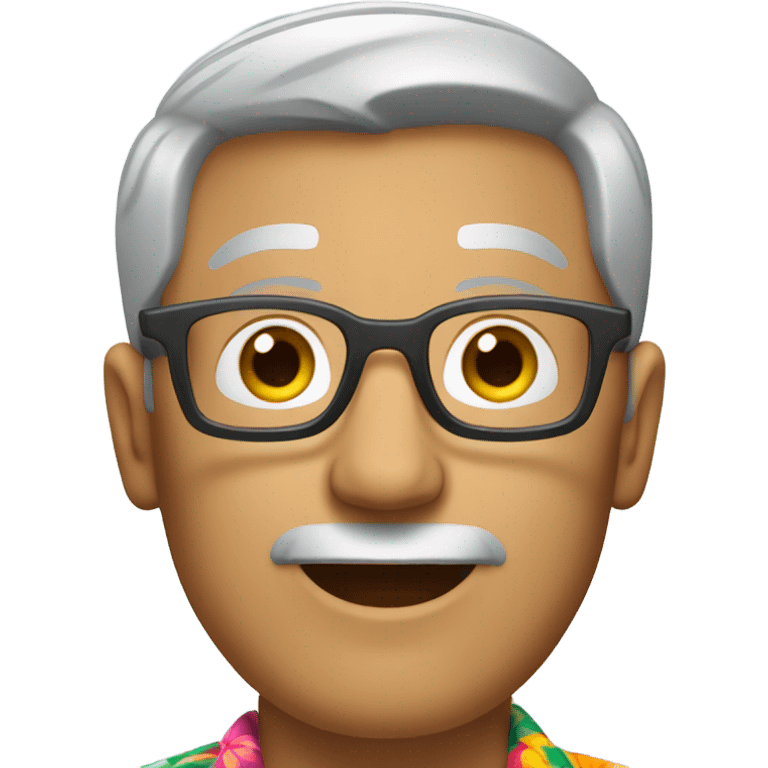 Grey hair man glasses Hawaiian shirt emoji