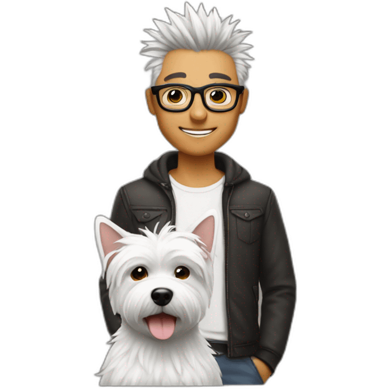 Man with glasses anda spiky hair with westie dog girl emoji