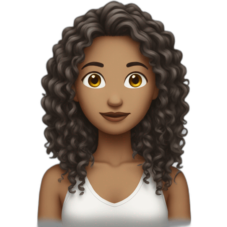 Thin woman  long hair curly  emoji