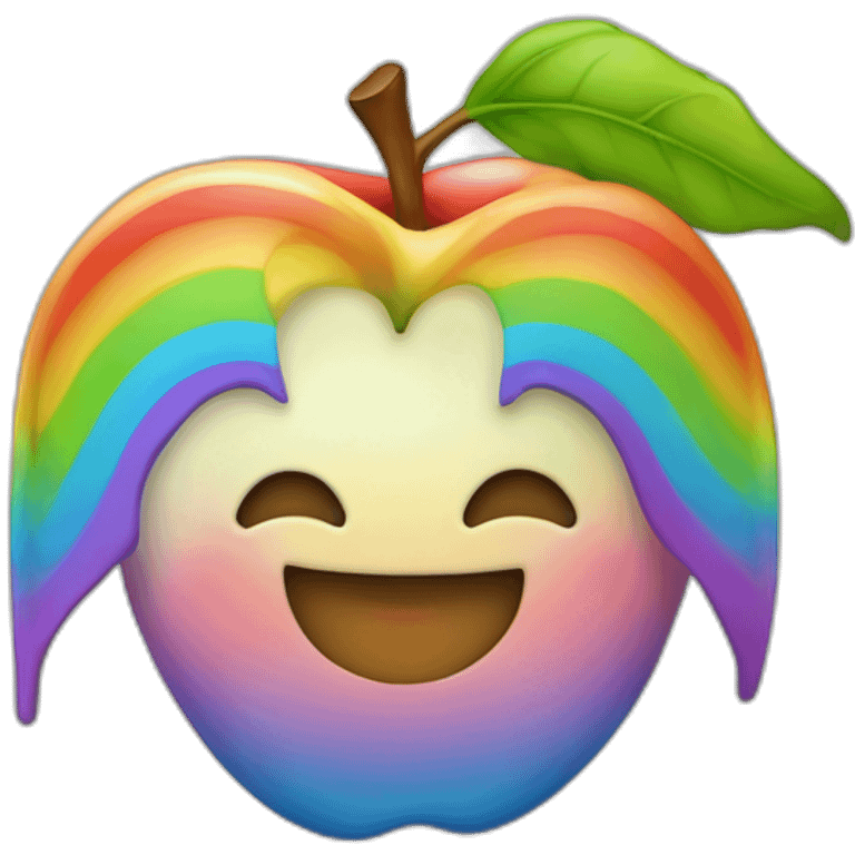 Grosse pomme qui a toutes les couleurs de l'arc en ciel emoji